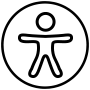 Icon Barrierefrei - Figur mit ausgestreckten Armen und Beinen